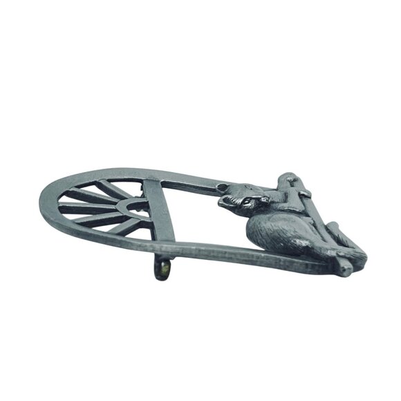 Jonette Jewelry Pewter Cat In A Window Brooch Signed JJ (5557) - Picture 2 of 3